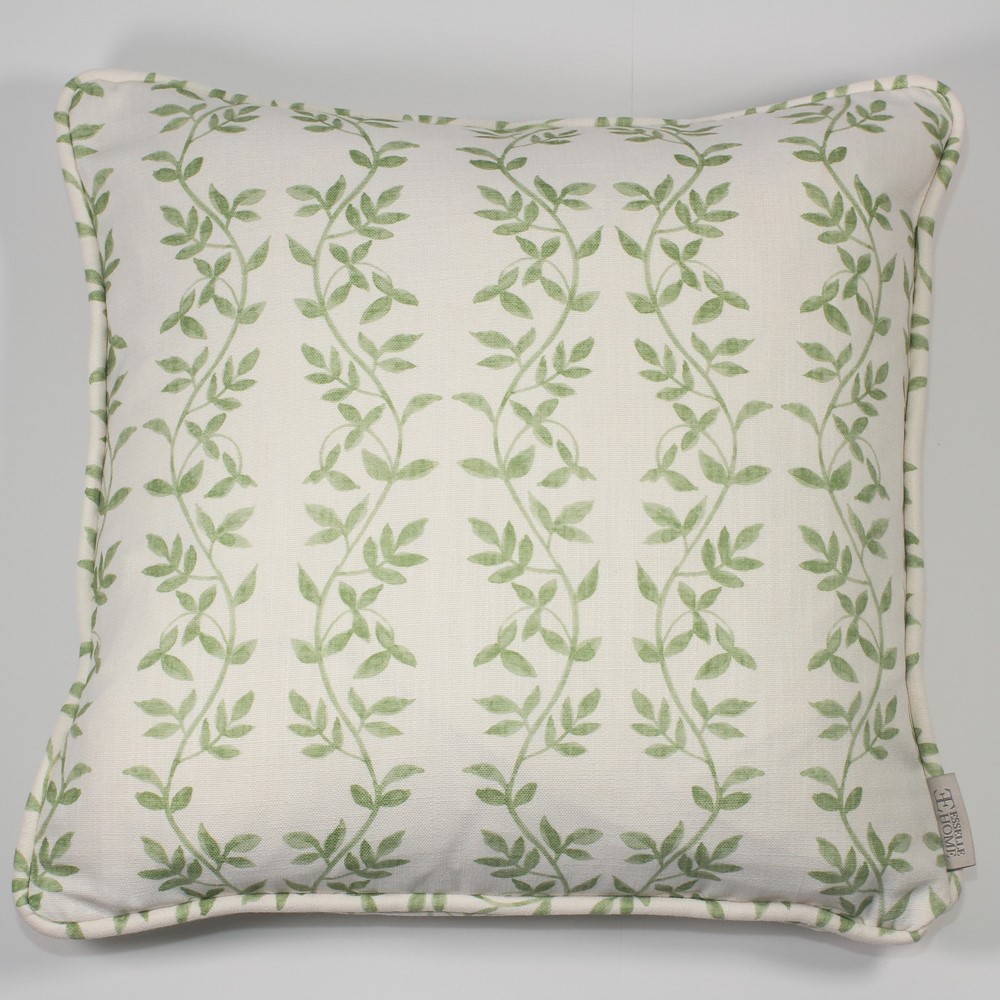 Botanic Vines Floral Leaf Cushion in Spring Green